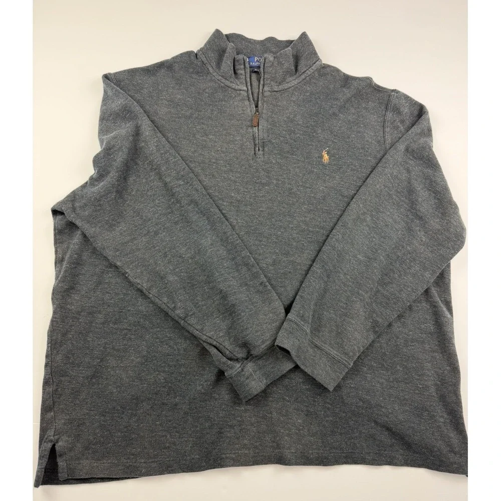 Polo Ralph Lauren 1/4 Zip Pullover Sweater Estate Rib Mens‎ Size 2XLT Gray
